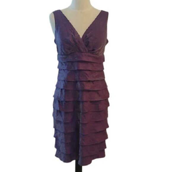 London Times Dresses & Skirts - London Times Shimmery Plum Layered Dress, 6